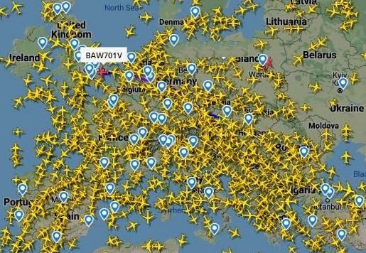 European flights Flight Radar 29-9-2021 13.12